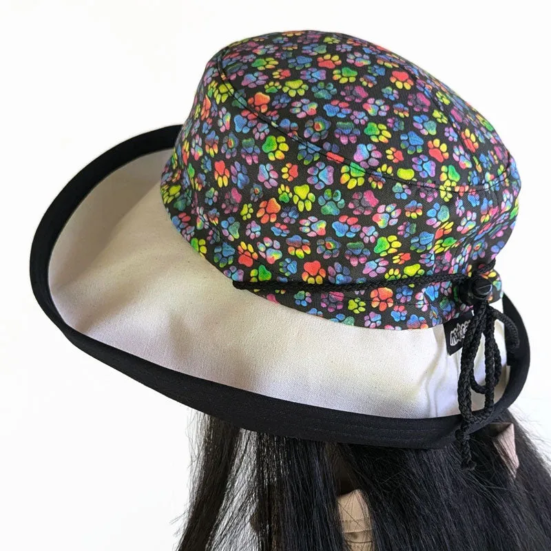 122-a Sunblocker UV summer hat sun hat featuring rainbow paws print