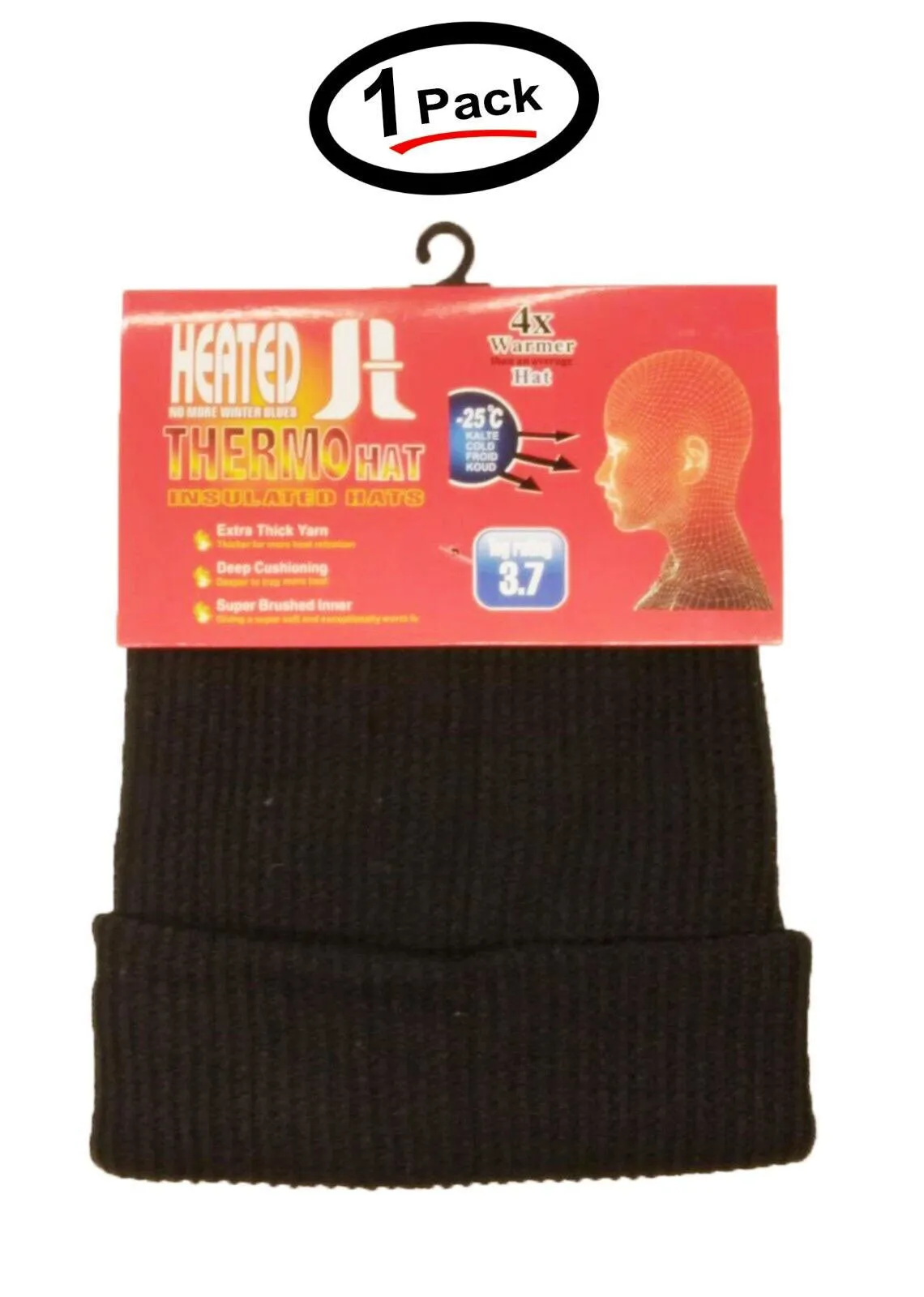 4x Warmer Winter Knitted Hat Insulated Thermo Solid Beanie Acrylic Cap (1 Pack)