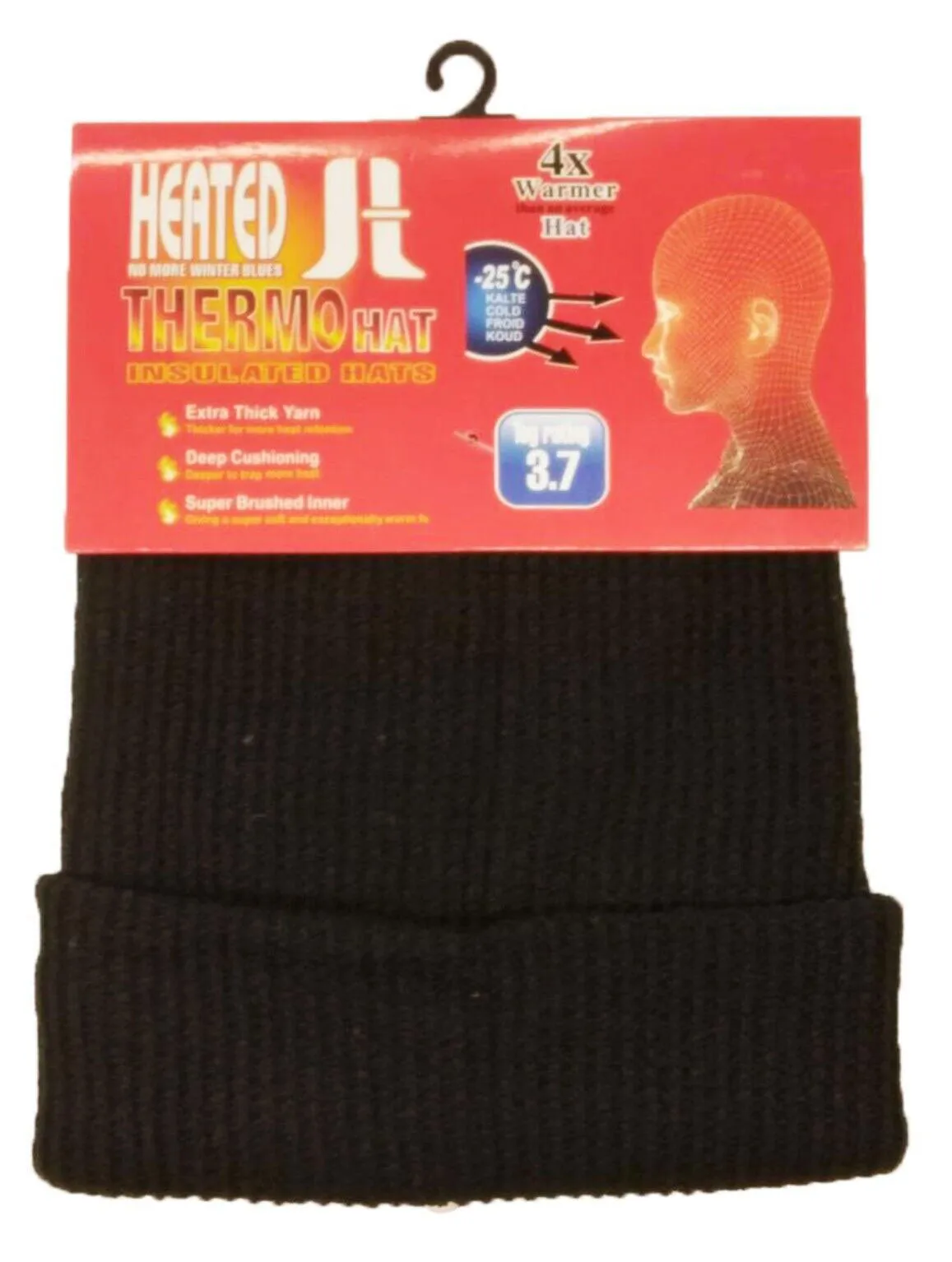 4x Warmer Winter Knitted Hat Insulated Thermo Solid Beanie Acrylic Cap (1 Pack)