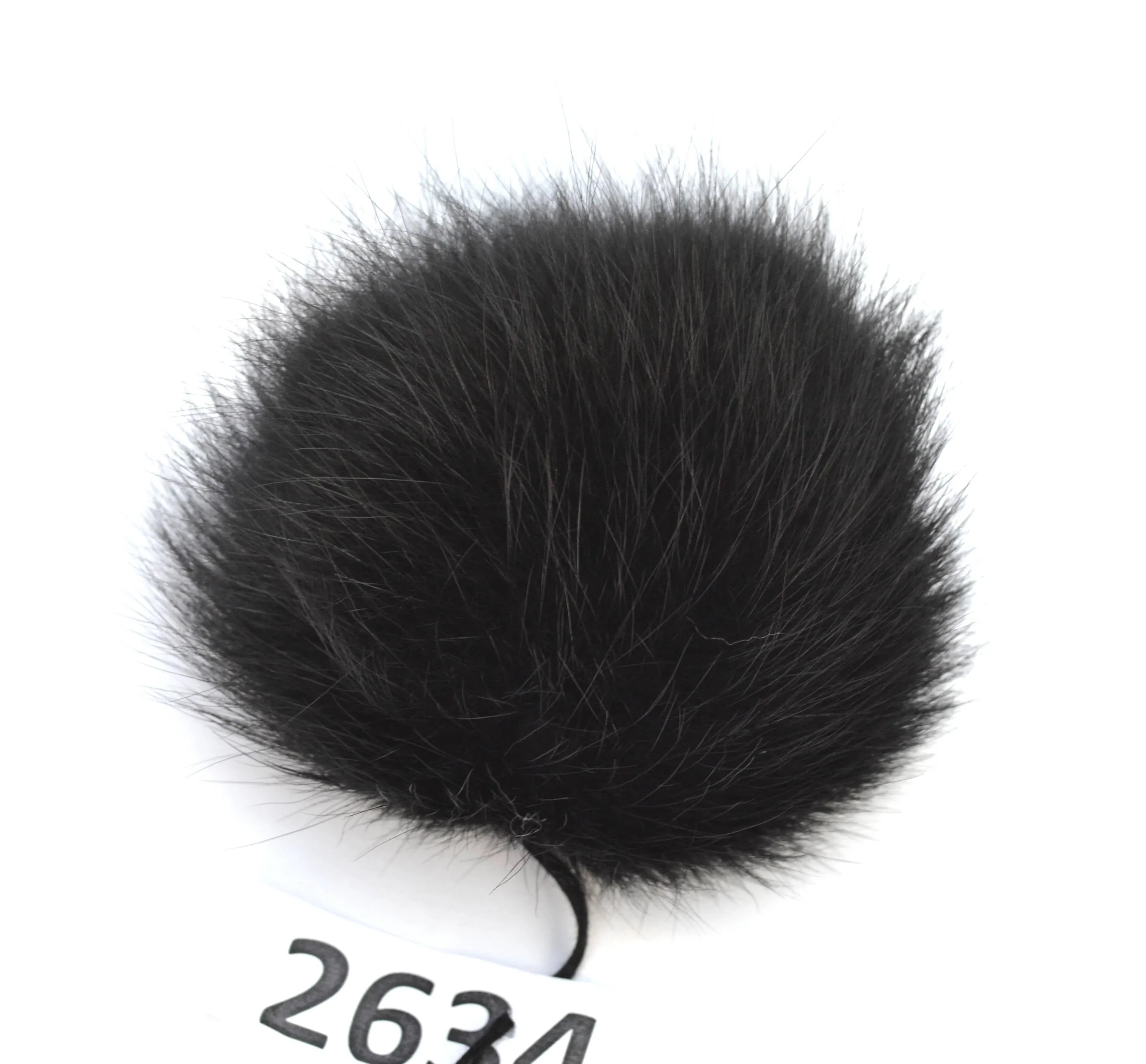 5,5" Black Fox Pom Pom for Beanie with threads