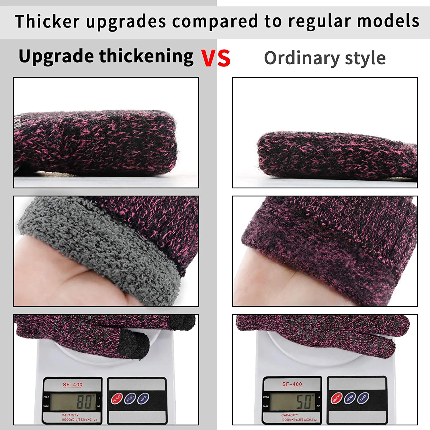 Achiou Winter Knit Gloves Thicken Warm Touchscreen Thermal Soft Lining Texting Generation Ⅱ Upgraded