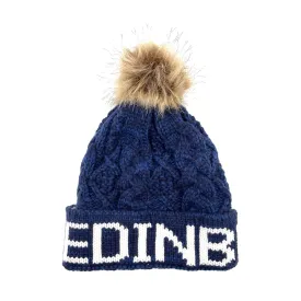 Aran Diamond Cable Edinburgh Pom Pom Hat