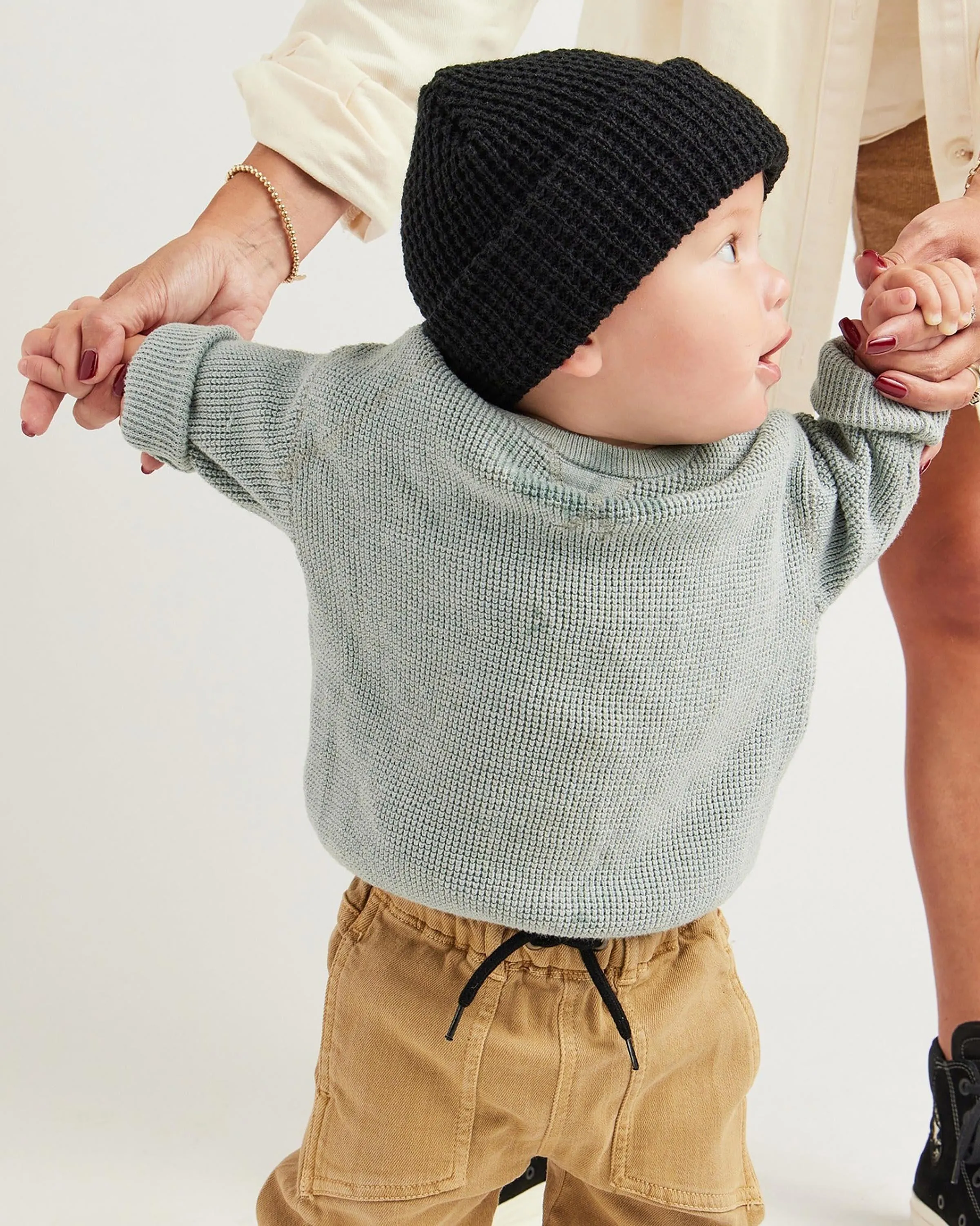 Baby Ranger Beanie in Black Waffle