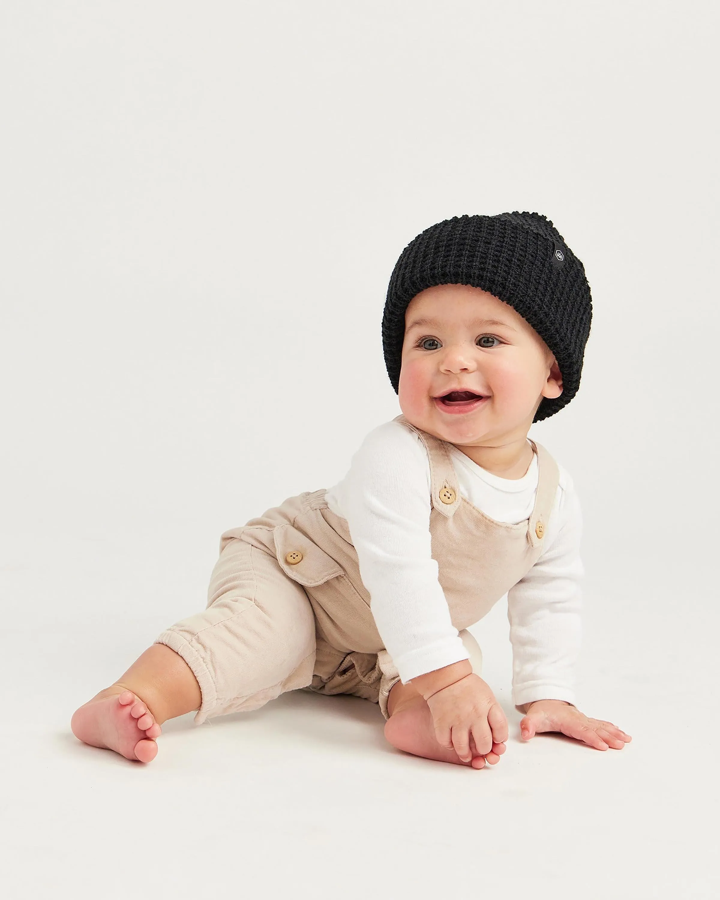 Baby Ranger Beanie in Black Waffle