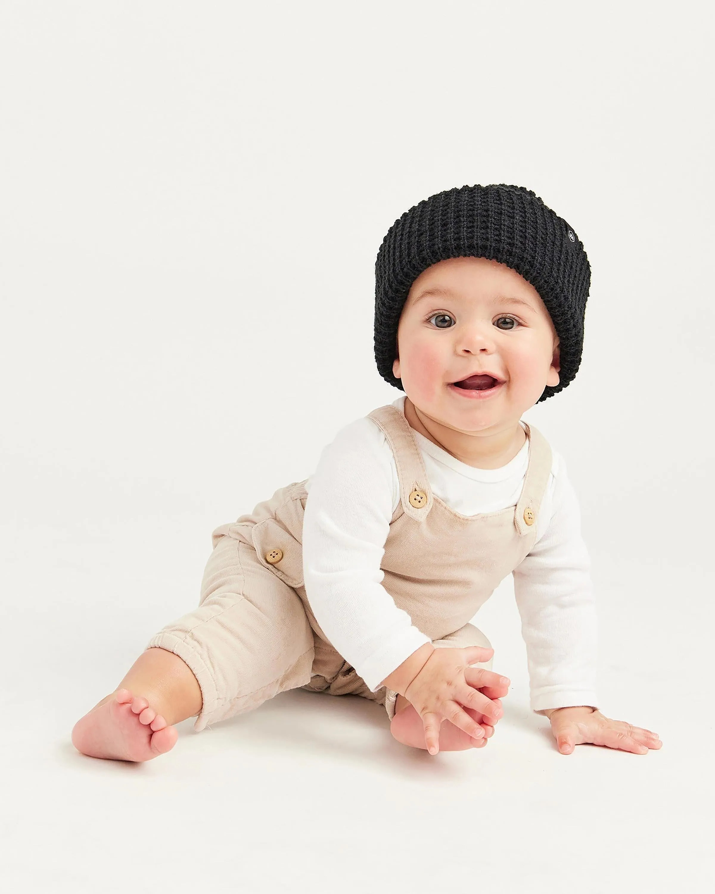 Baby Ranger Beanie in Black Waffle