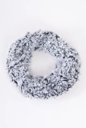 Black & White Fluffy Faux Fur Infinity Winter Scarf /3 Pieces