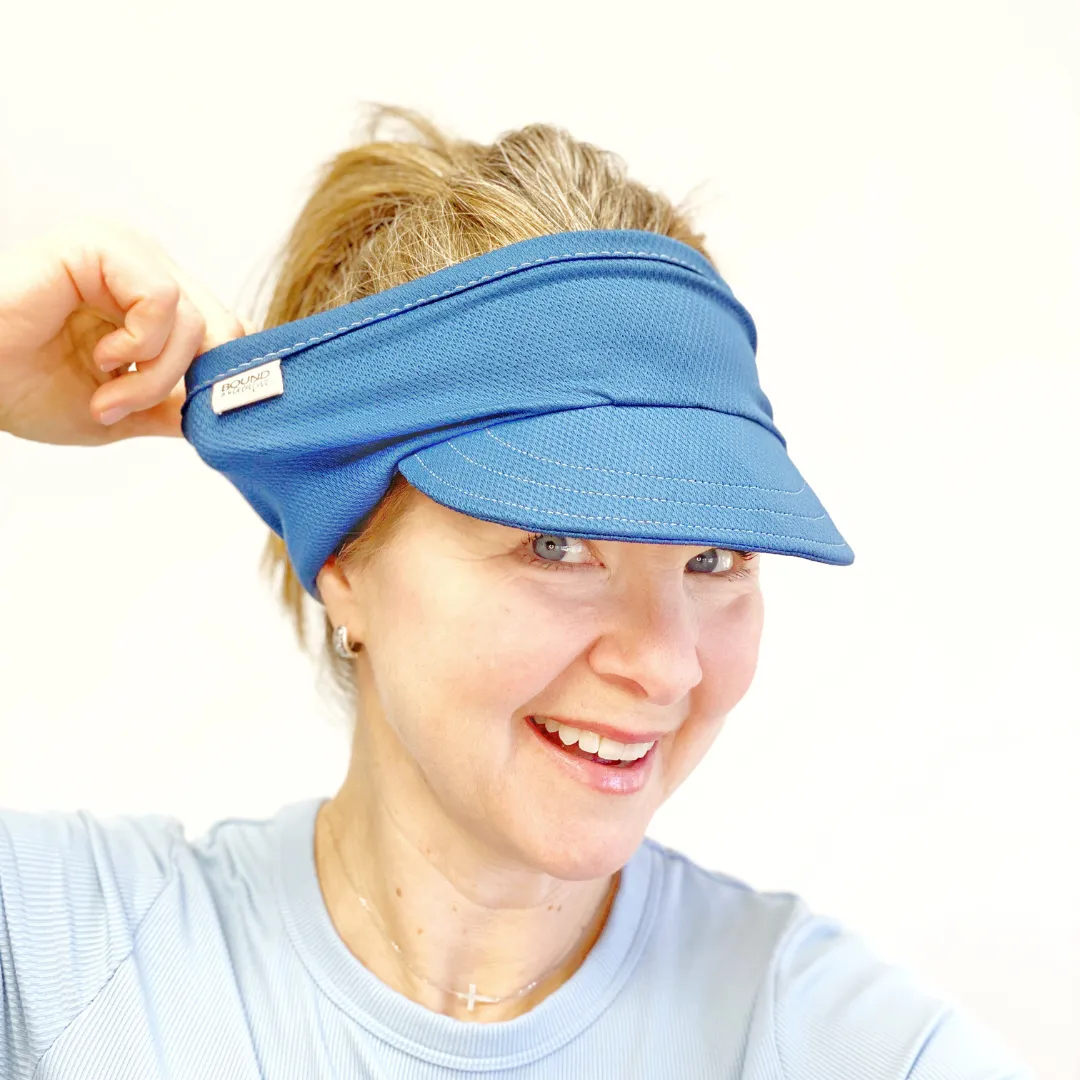 Blue Stretch Knit Visor for Women, Blue Comfortable Visor for Women