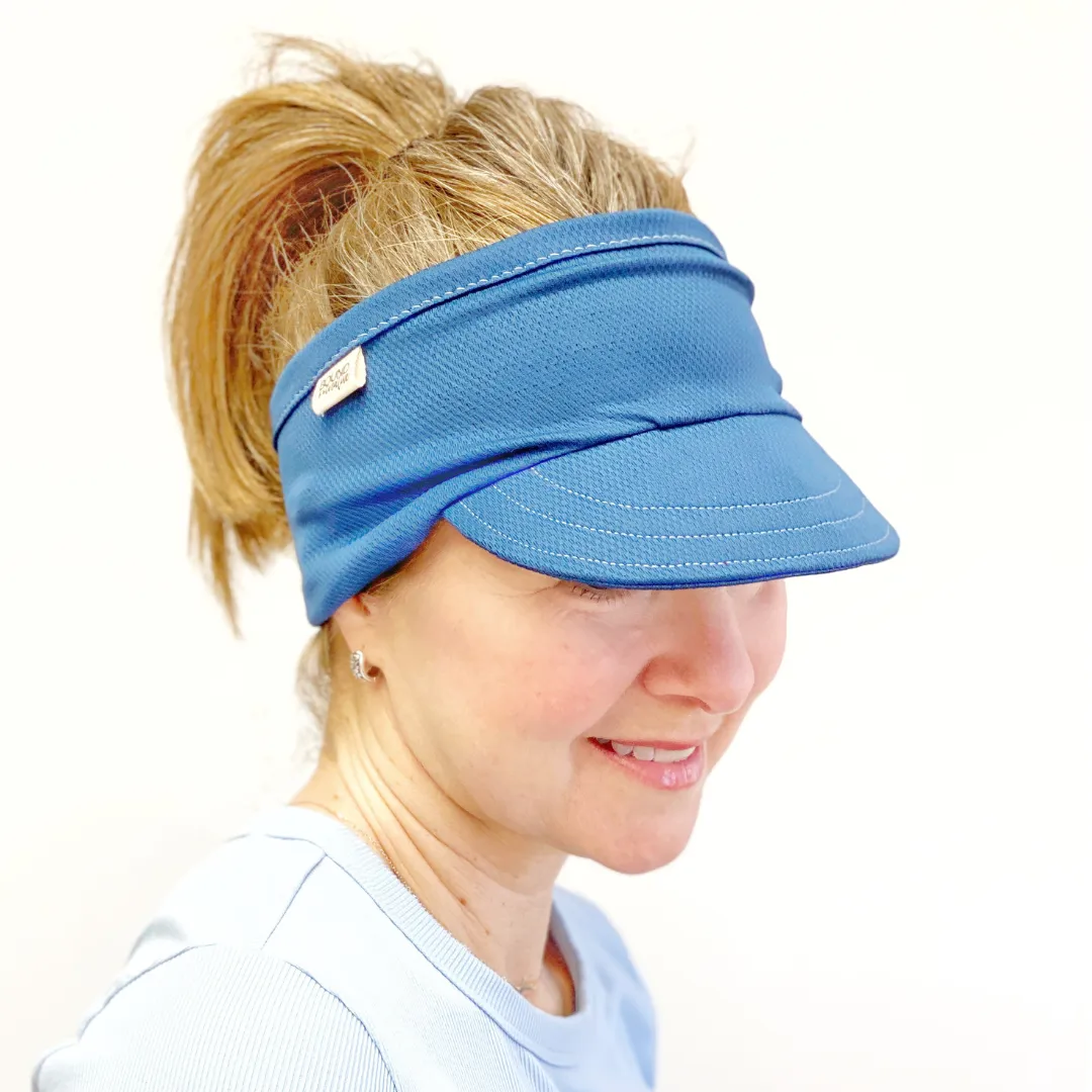 Blue Stretch Knit Visor for Women, Blue Comfortable Visor for Women