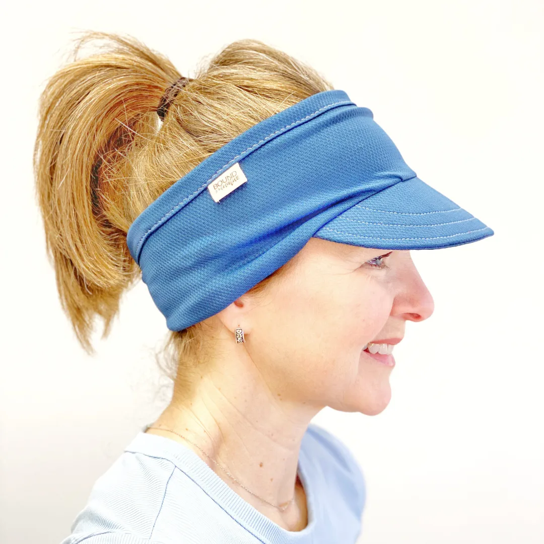 Blue Stretch Knit Visor for Women, Blue Comfortable Visor for Women