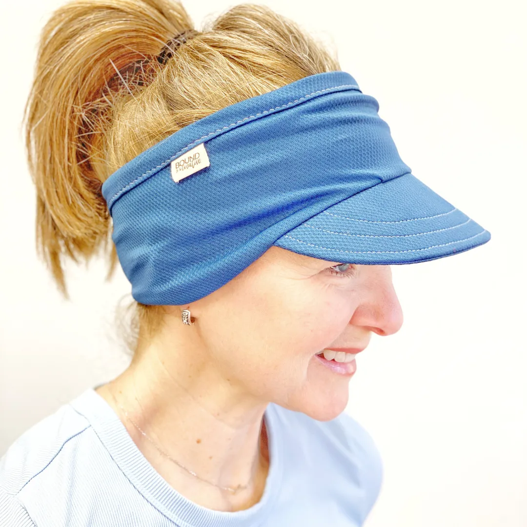 Blue Stretch Knit Visor for Women, Blue Comfortable Visor for Women