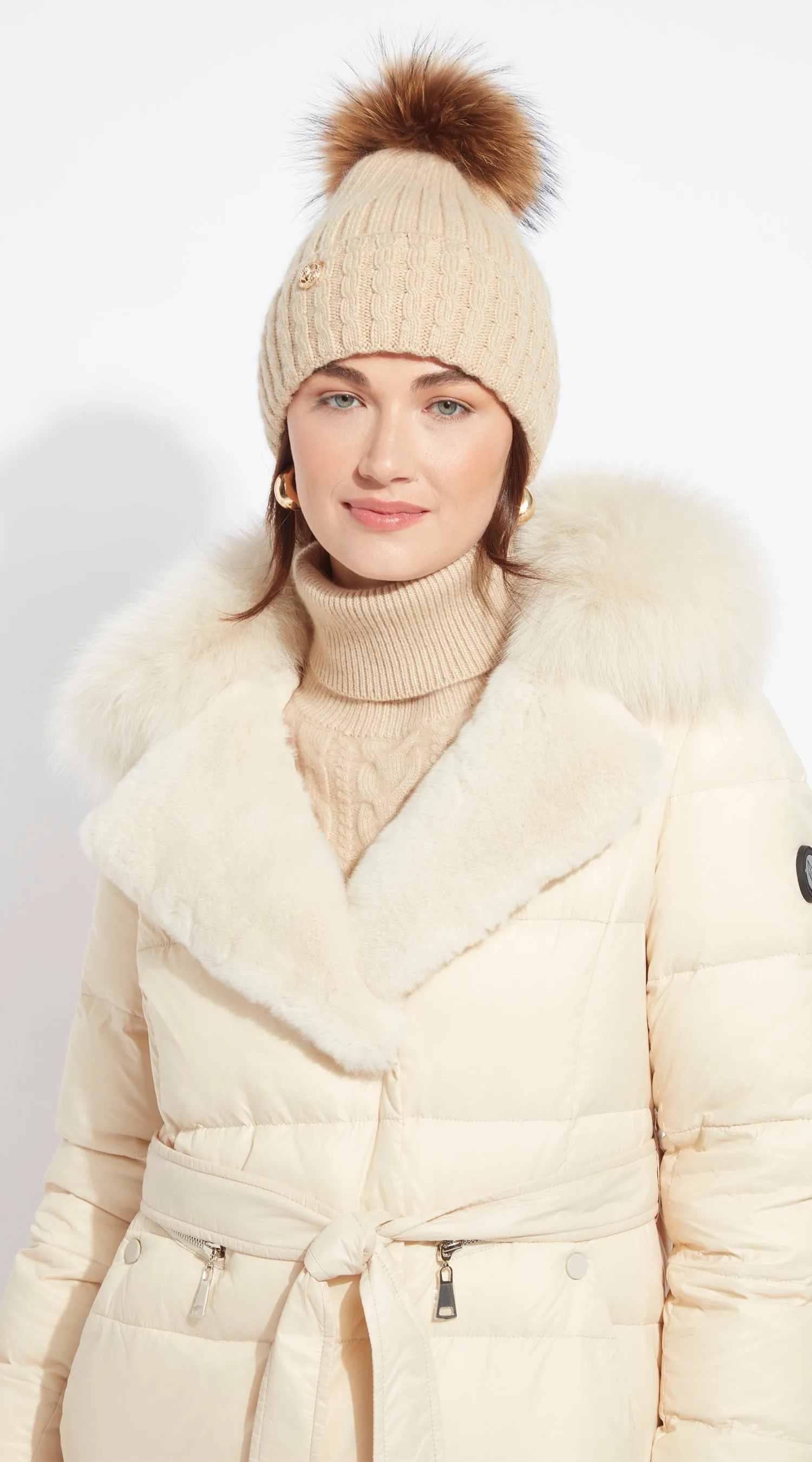 Boston Pom Pom Hat - Beige