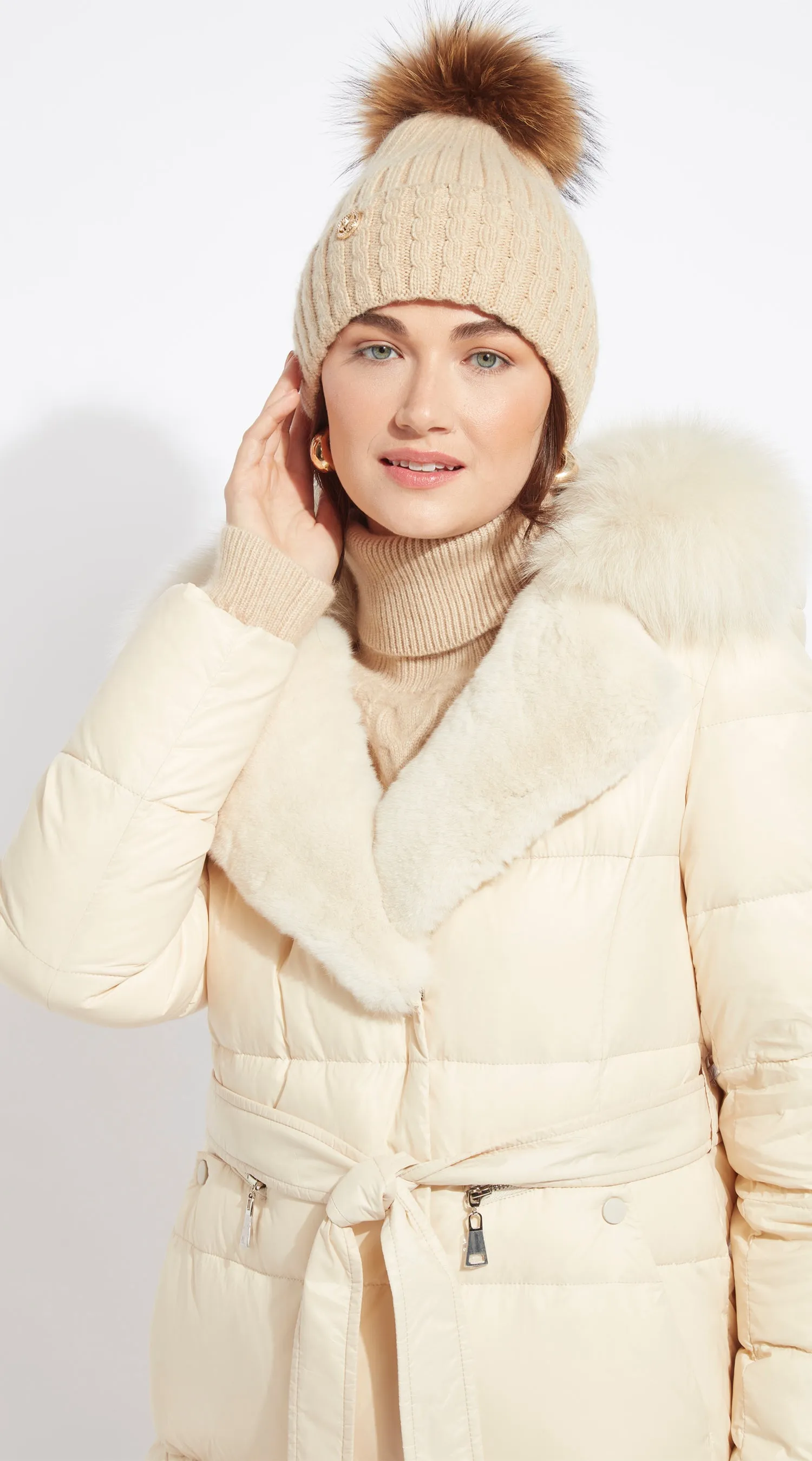 Boston Pom Pom Hat - Beige