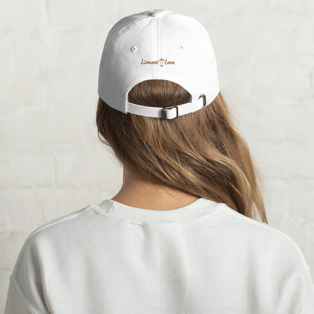 Buzzworthy Chic Cute Bee Embroidered Dad Hat, lioness-love