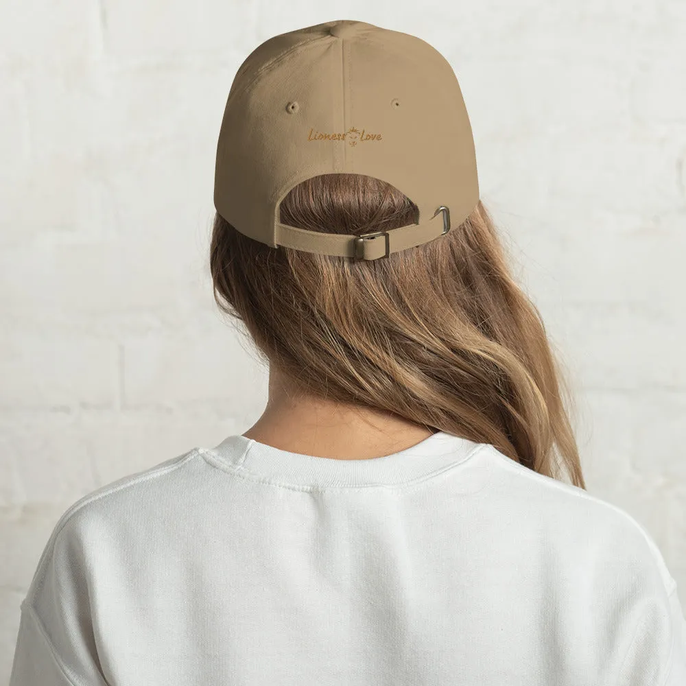 Buzzworthy Chic Cute Bee Embroidered Dad Hat, lioness-love