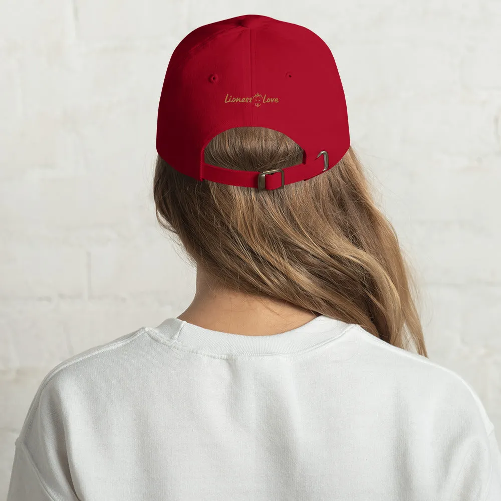 Buzzworthy Chic Cute Bee Embroidered Dad Hat, lioness-love