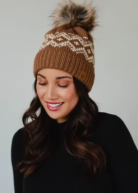 Camel Printed Pom Hat - FINAL SALE