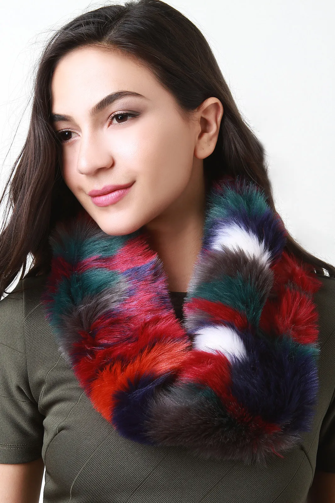 Colorful Furry Circle Scarf