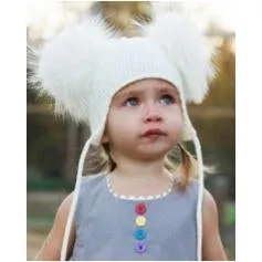 Crystal Studded Double Pom Hat