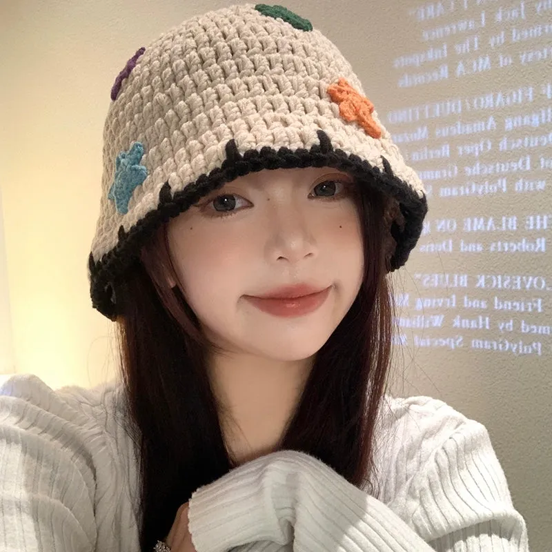 Cute Star Knitted Bucket Hat