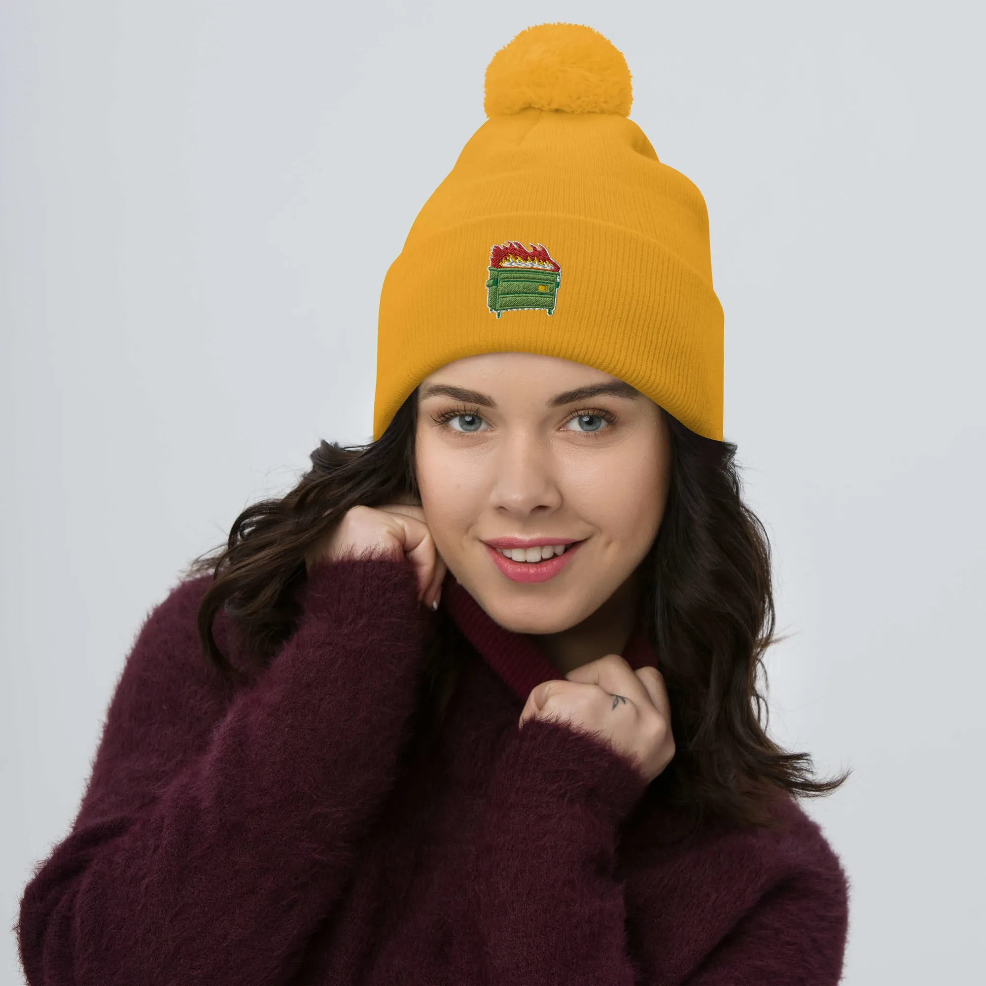 Dumpster Fire Pom-Pom Beanie