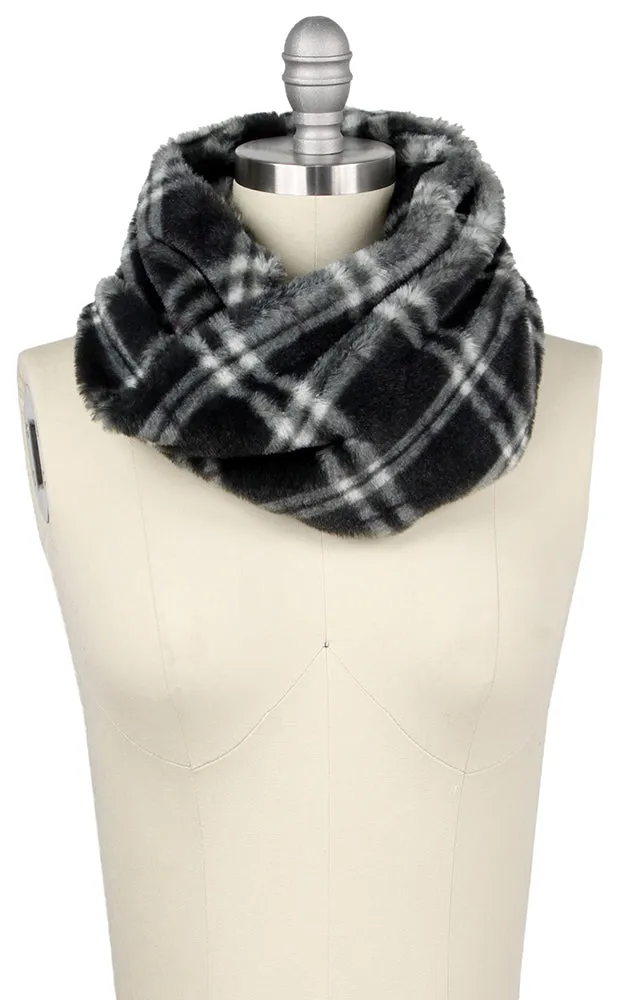 EAF9458 Plaid Pattern Faux Fur Twist Tube