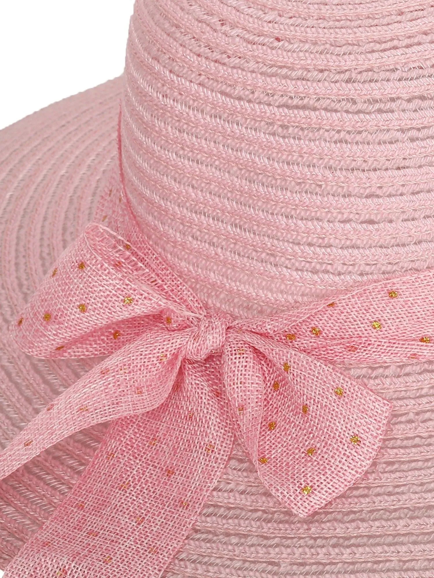 FabSeasons Long Brim Pink Beach and Sun Hat / caps for Women & Girls