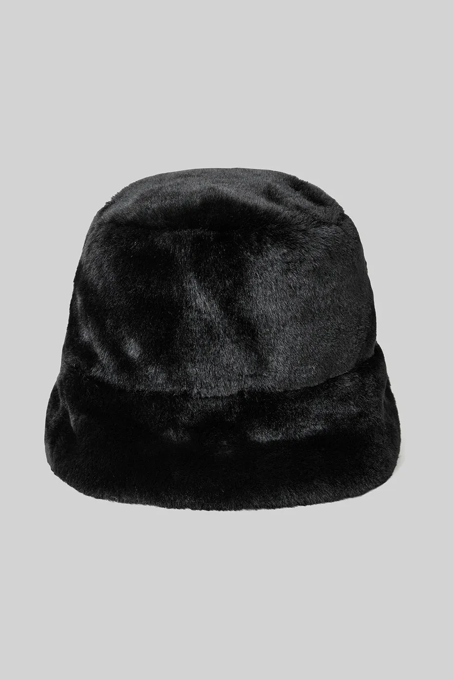 Faux Fur Bucket Hat - Black