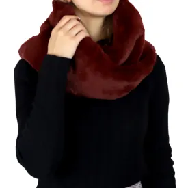 Faux Fur Infinity Scarf - Burgundy