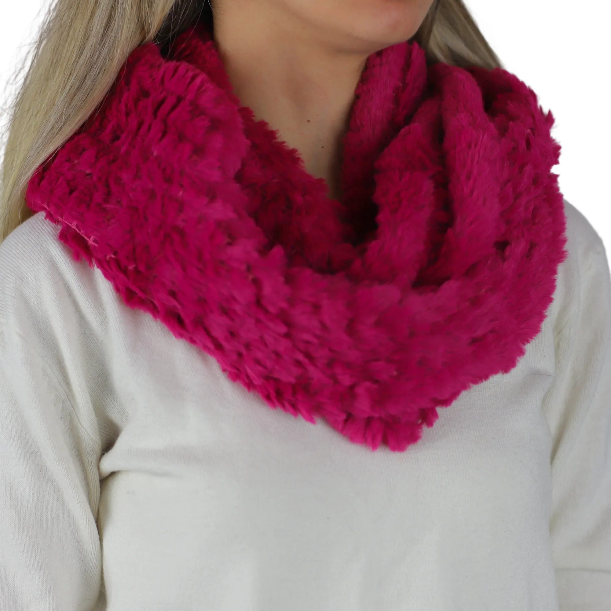 Faux Fur Knitted Infinity Scarf