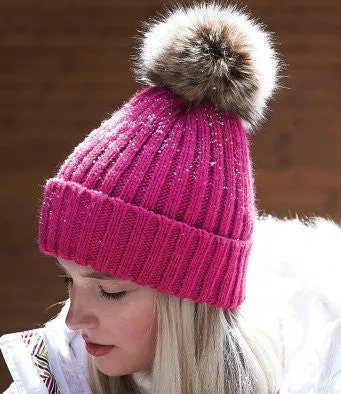 Faux Fur Pop-Pom Beanie