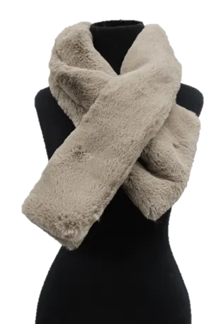 Faux Fur Pull Through Muffler - Taupe