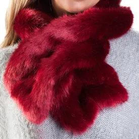 Faux Fur Ruffle Scarf - Cranberry