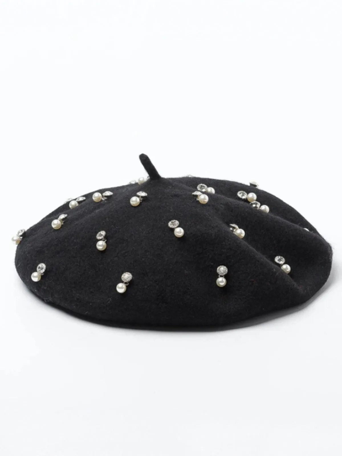 Forever Posh Pearl Beads Wool Beret