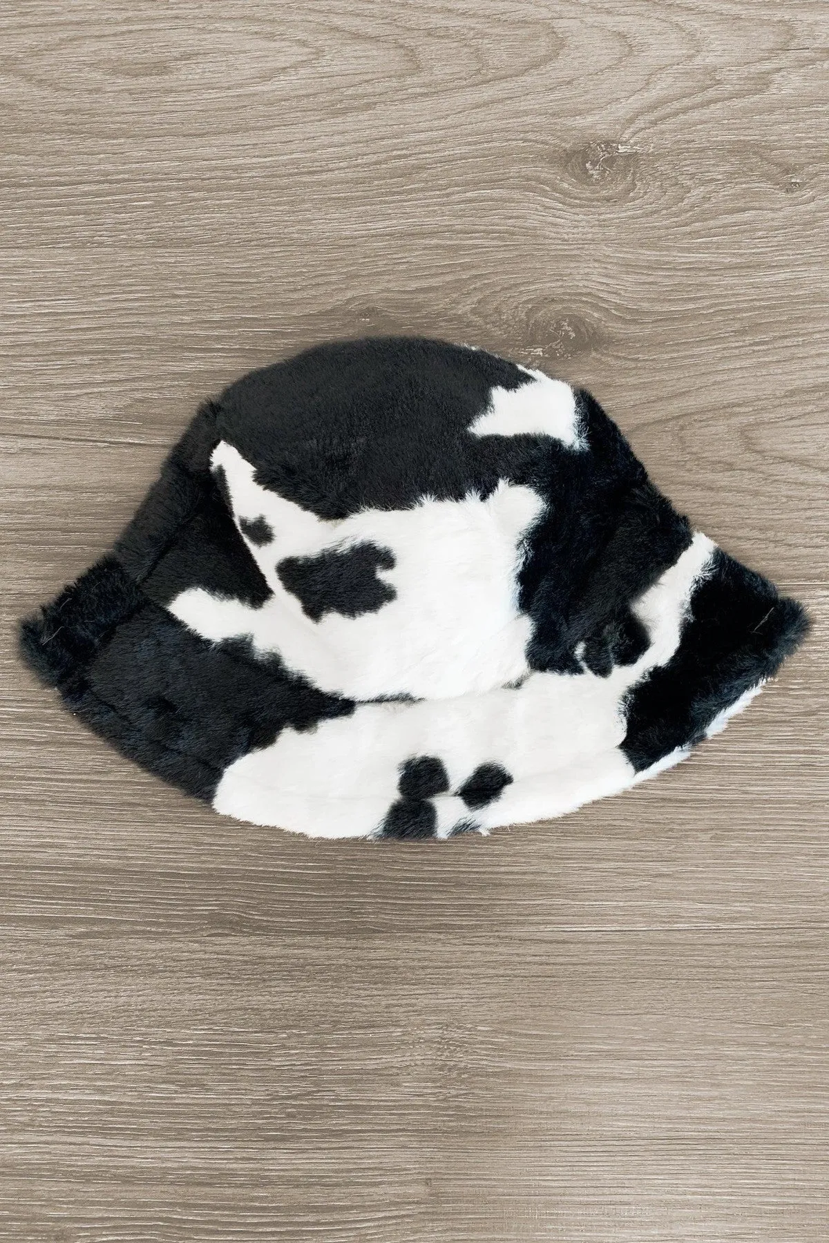 Fuzzy Cow Print Bucket Hat