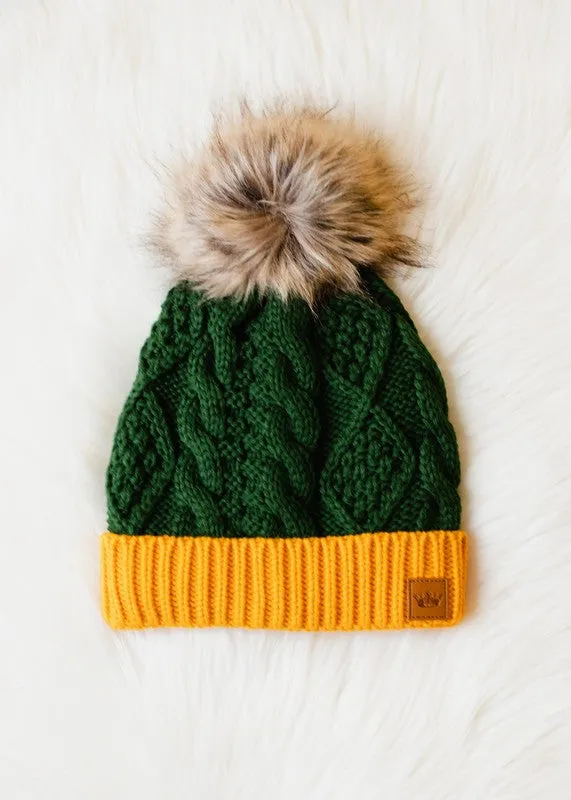 Game Day Green & Gold Pom Hat - FINAL SALE