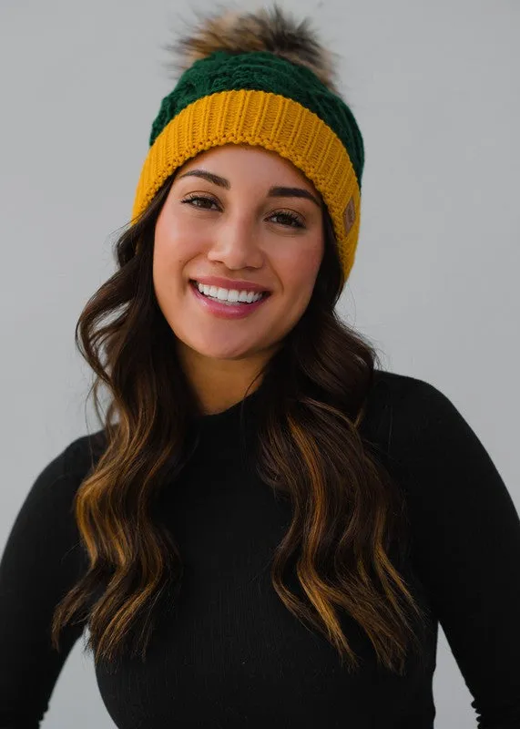 Game Day Green & Gold Pom Hat - FINAL SALE