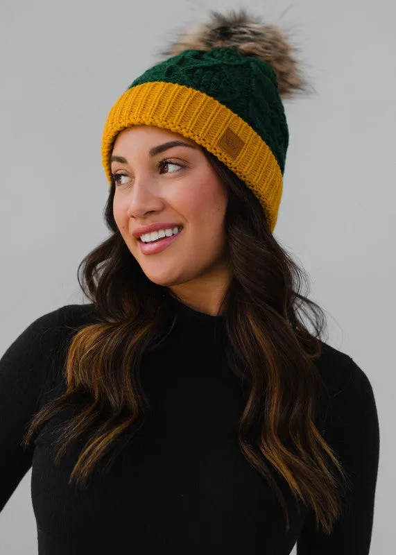 Game Day Green & Gold Pom Hat - FINAL SALE