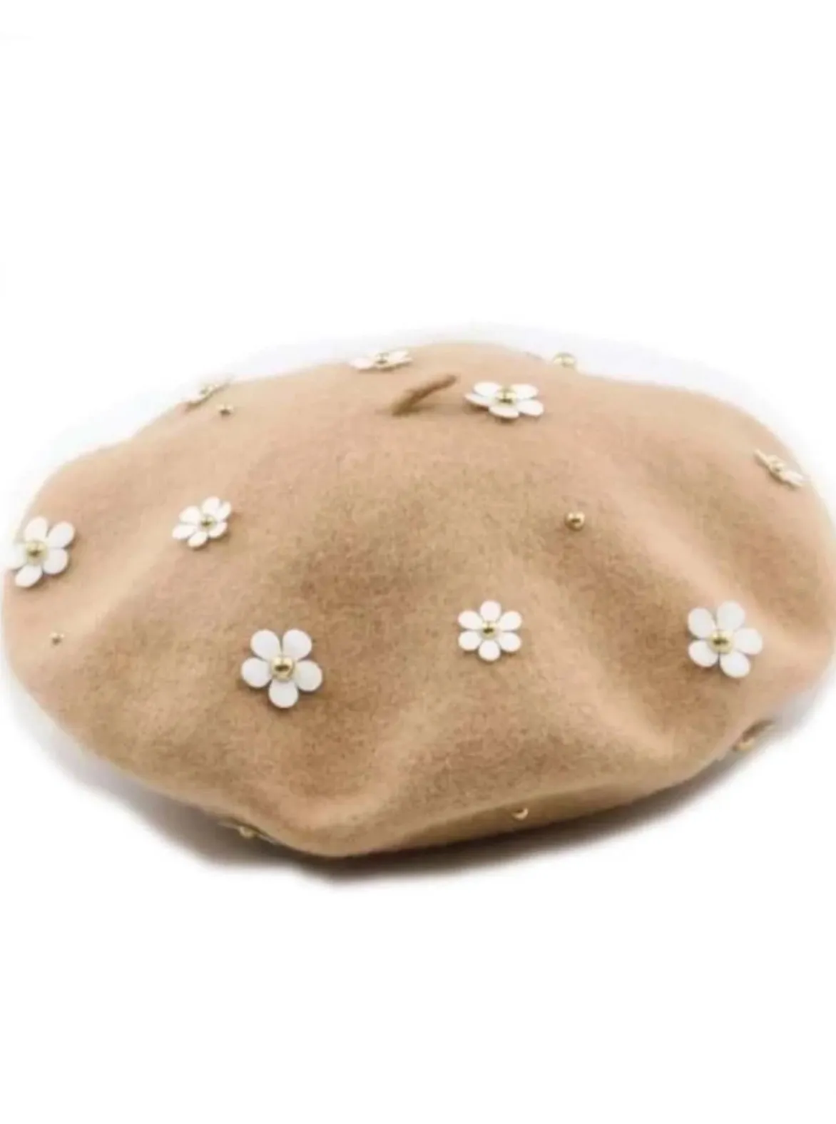 Girls Flower Embellished Parisian Style Wool Beret