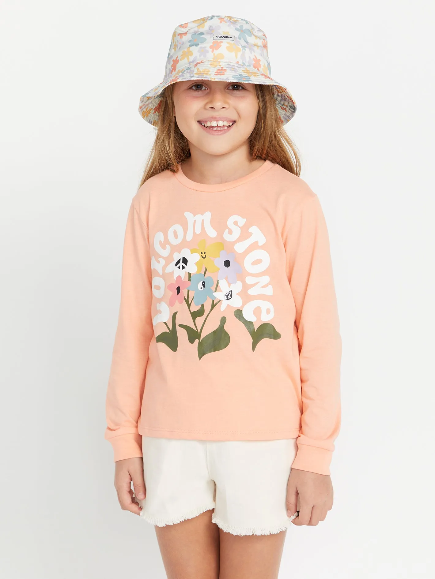 Girls Little Groovy Bucket Hat - Star White