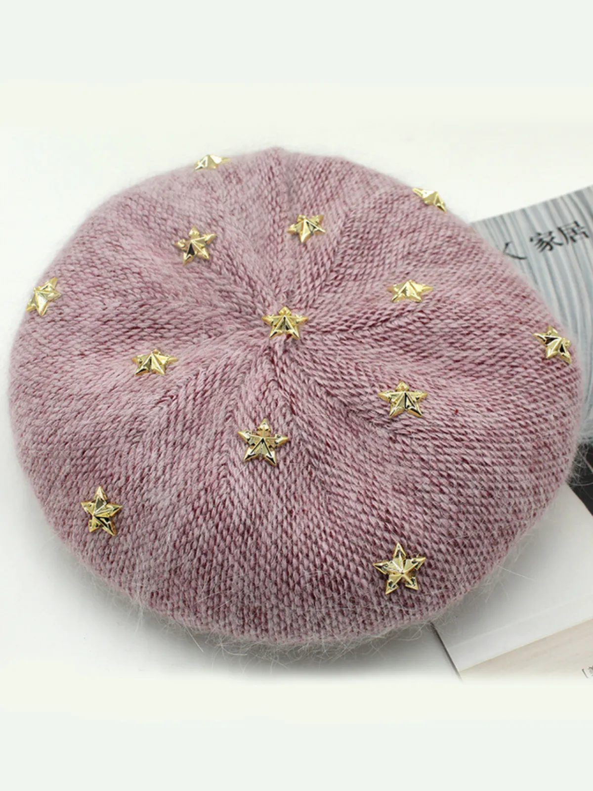 Gold Star Studded Beret