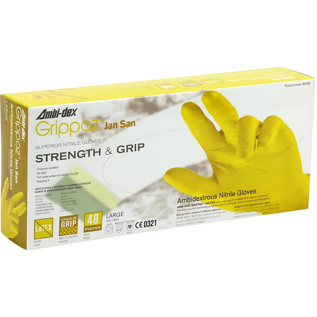 Grippaz 67-306/XXL Extended Use Ambidextrous Nitrile Glove with Textured Fish Scale Grip - 6 Mil