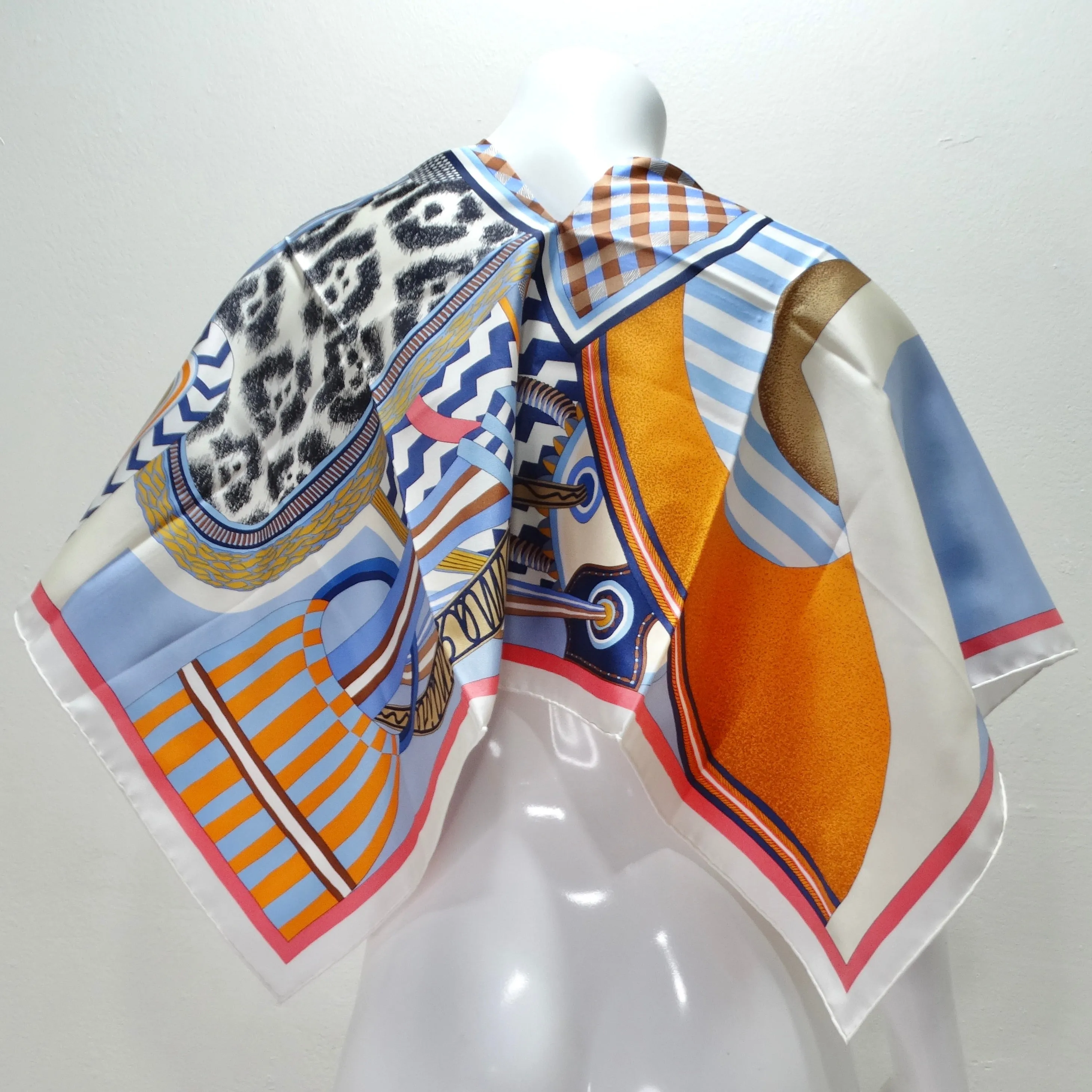 Hermes Silk Printed Poncho