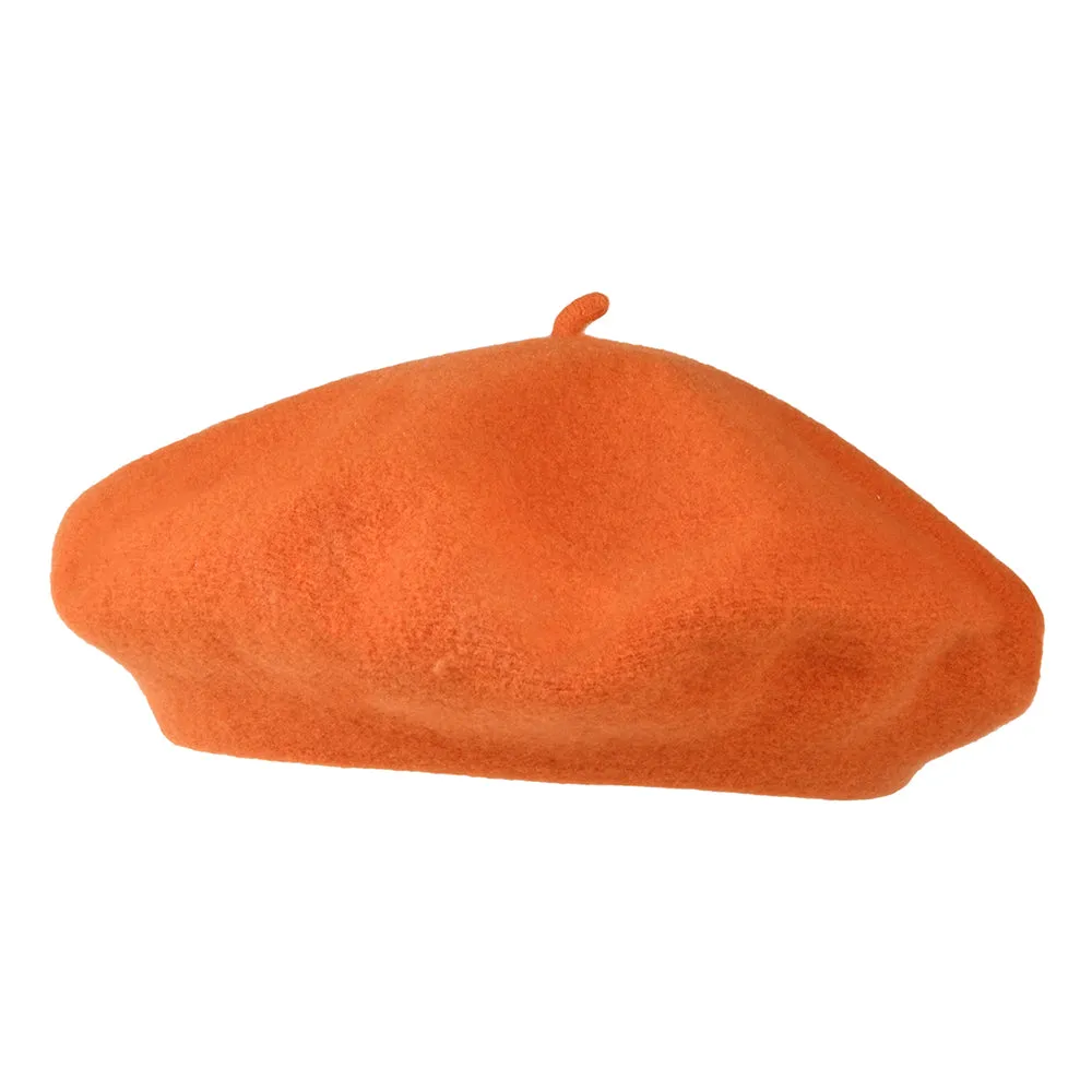 Héritage par Laulhère Hats Authentique Merino Wool Beret - Dark Orange