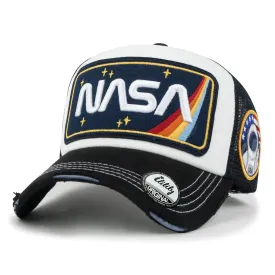 ililily PREMIUM NASA Worm Logo Embroidery Large Structured Baseball Cap Mesh Back Trucker Hat