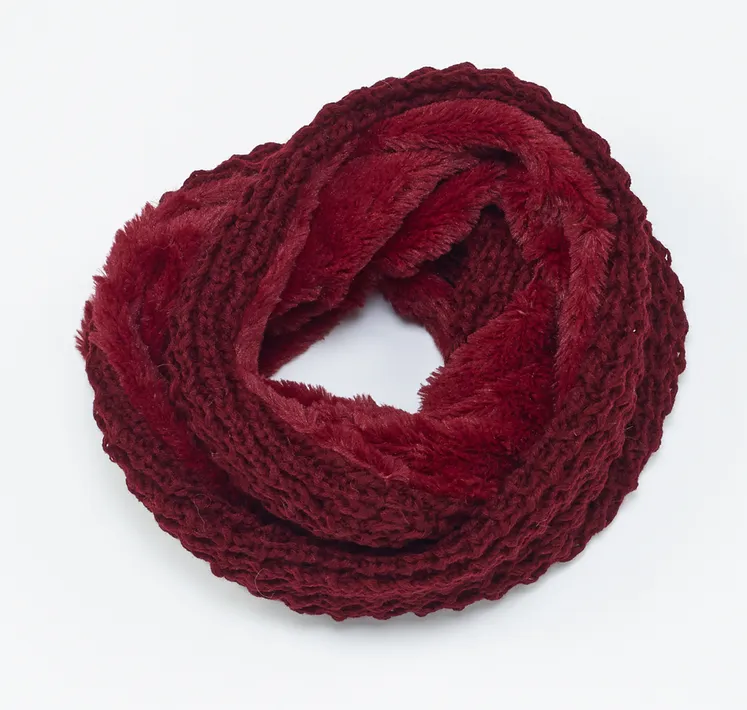 Knit and Fur Combo Infinity Scarf