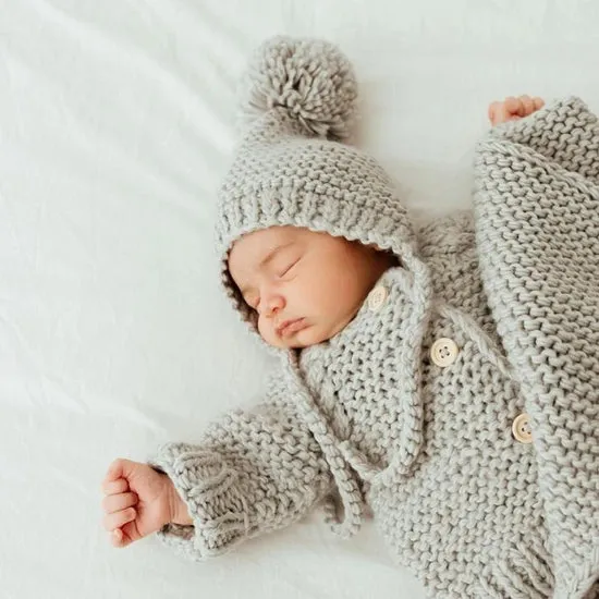 Light Grey Garter Stitch Knit Bonnet