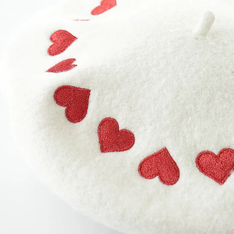 ''LOVE EMBROIDERY'' WHITE BERET BY51030