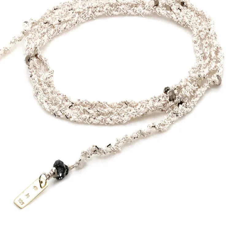 Marie Laure Chamorel Silk & Chain Wrap Bracelet Necklace - Silver/White