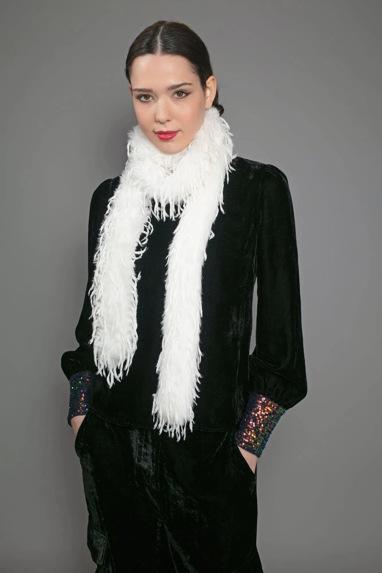 MARMOT FUR SCARF IN CREAM