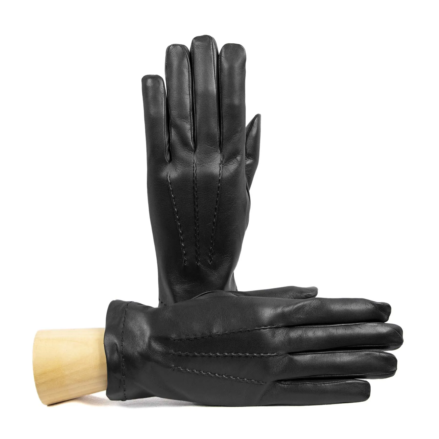 Men's black nappa leather gloves and touchscreen palm